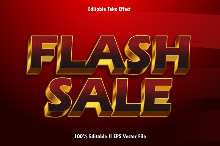 Vector venta en flash efecto de texto editable estilo de gradiente de relieve 3d