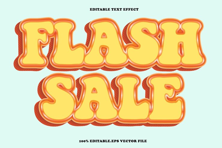 Vector venta en flash efecto de texto editable estilo de gradiente de relieve en 3d