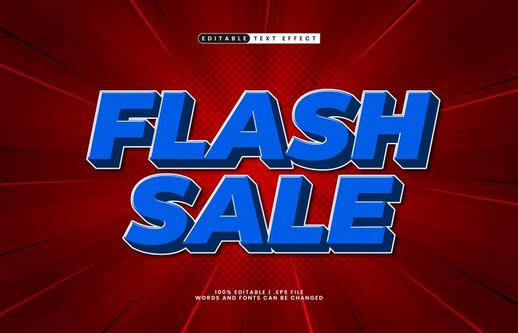 Vector venta flash efecto de texto editable con un estilo de texto promocional y de descuento