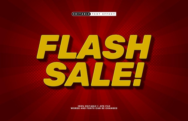 venta flash efecto de texto editable con un estilo de texto de venta y descuento