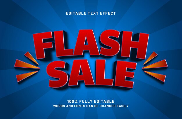 venta flash efecto de texto editable en estilo de texto de venta y descuento