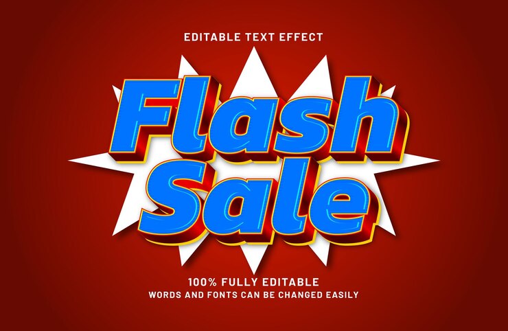 Vector venta flash efecto de texto editable en estilo de texto de venta y descuento