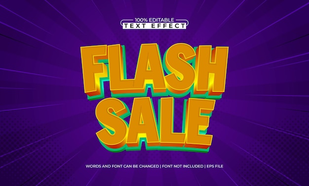 venta flash efecto de texto editable con un estilo de texto de venta y promoción