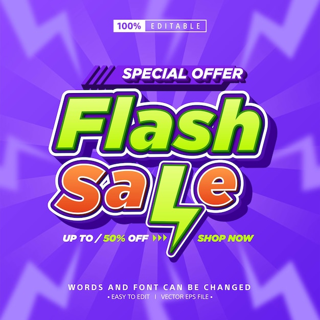 Venta flash de efectos de texto vectorial editables