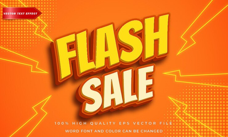 Vector venta en flash de estilo de texto vectorial editable en 3d