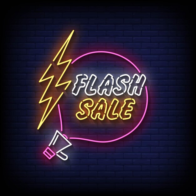 Venta Flash Letrero De Neón En Vector De Fondo De Pared De Ladrillo