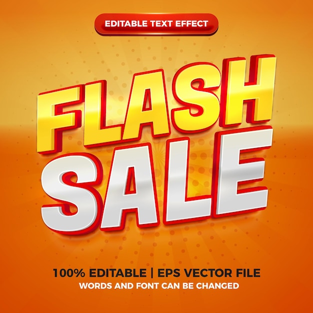 Venta flash moderno rojo amarillo efecto de texto editable 3d