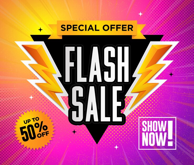 Vector venta flash oferta especial diseño cuadrado ilustración