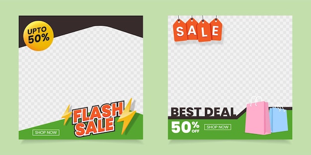 Vector venta flash y plantilla de banner de mejor oferta para sitio web y redes sociales