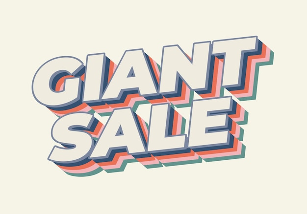 Venta gigante Efecto de texto en estilo 3D con colores modernos
