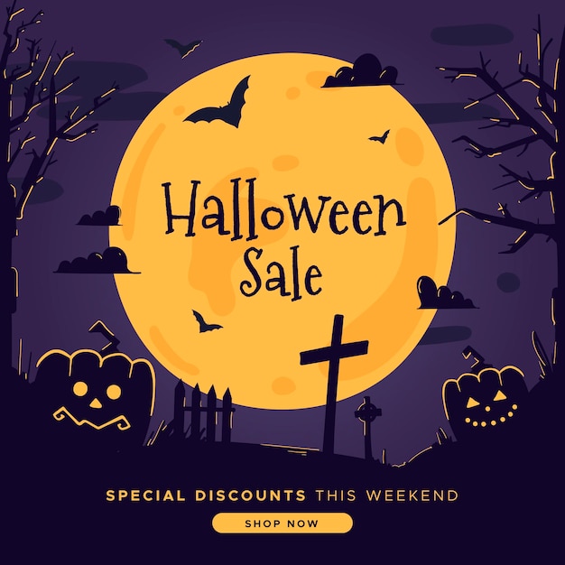 Venta de halloween dibujada a mano