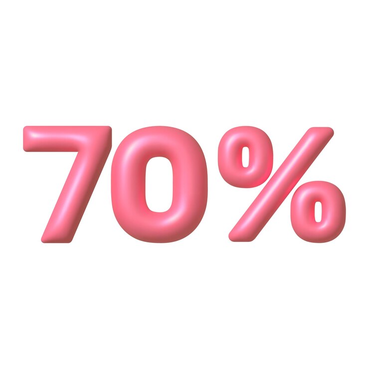 Vector venta icono 3d rosa brillante 70 por ciento de descuento vector signo 3d vector elemento de diseño realista