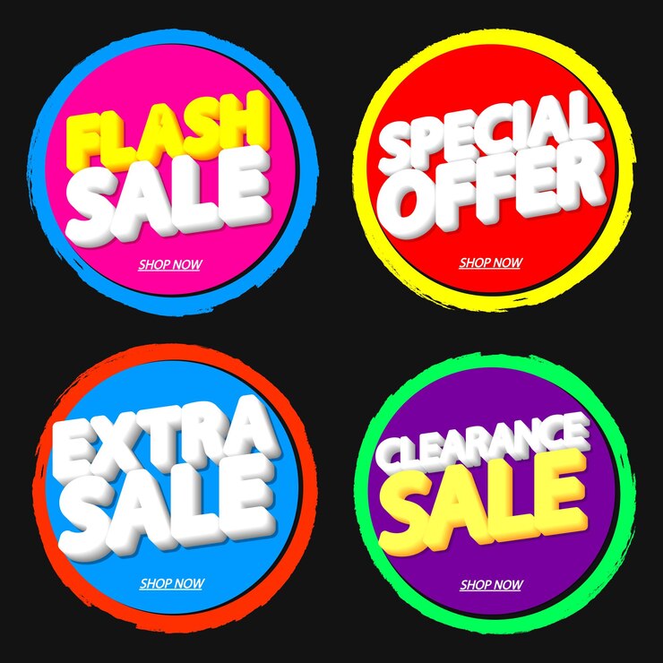 Vector venta instantánea oferta especial venta extra y liquidación venta de la tienda ahora gráficos promocionales