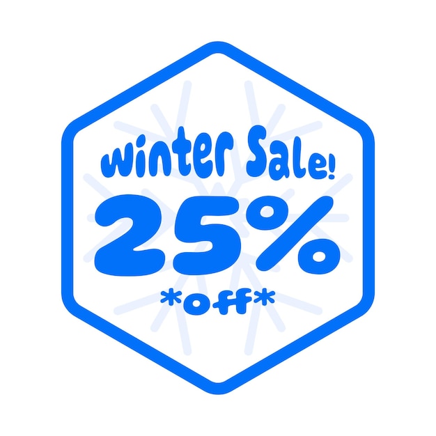 Venta de invierno con descuento imprimible Etiqueta de descuento 25 por ciento de descuento