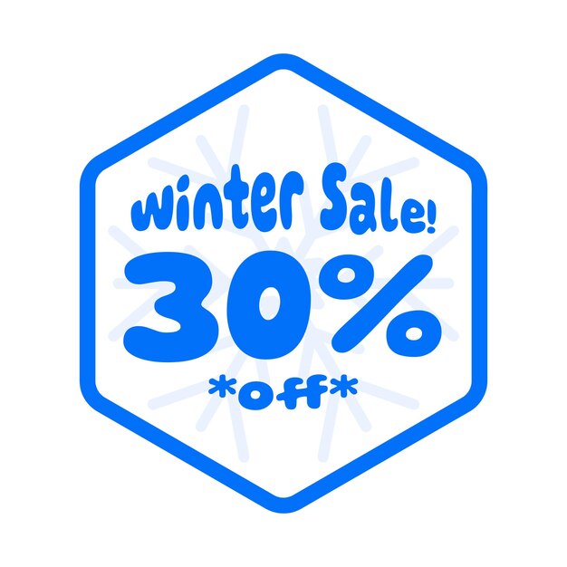 Venta de invierno con descuento imprimible Etiqueta con descuento del 30 por ciento