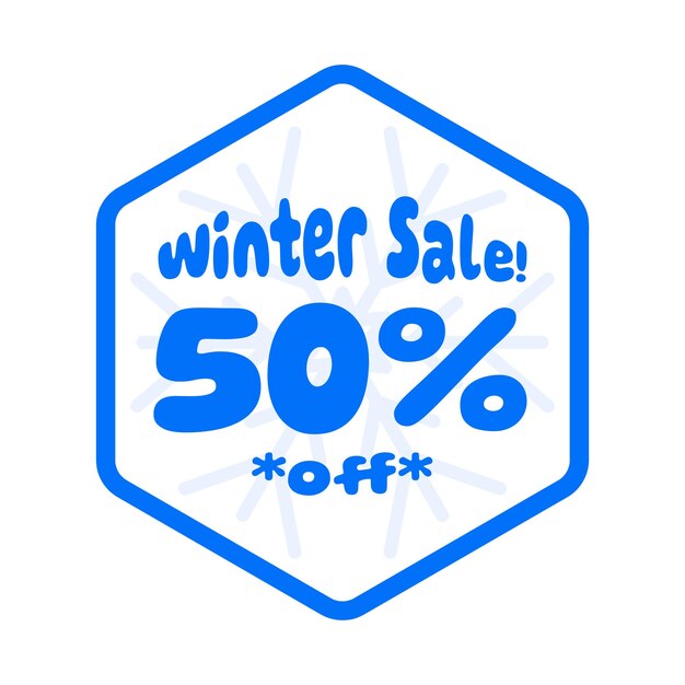 Venta de invierno con descuento imprimible Etiqueta de descuento del 50 por ciento