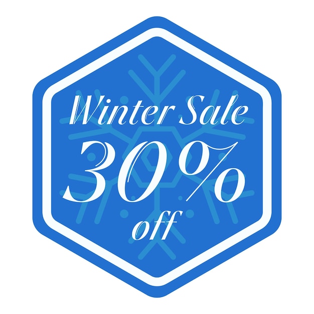 Venta de invierno con un descuento del treinta por ciento Vector Sticker Tag