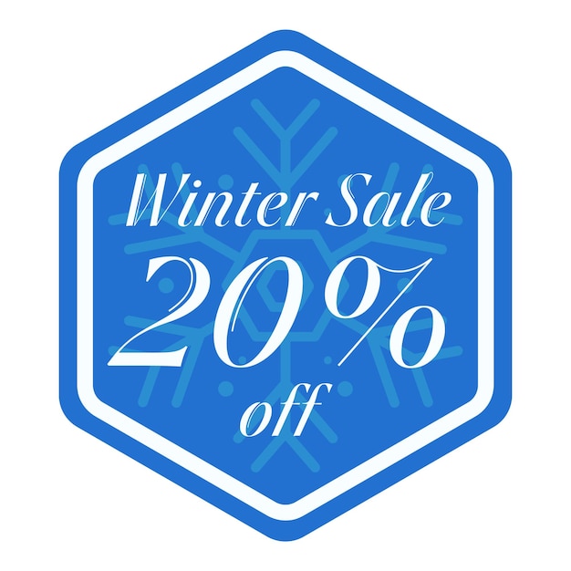 Venta de invierno con un descuento del veinte por ciento Vector Sticker Tag