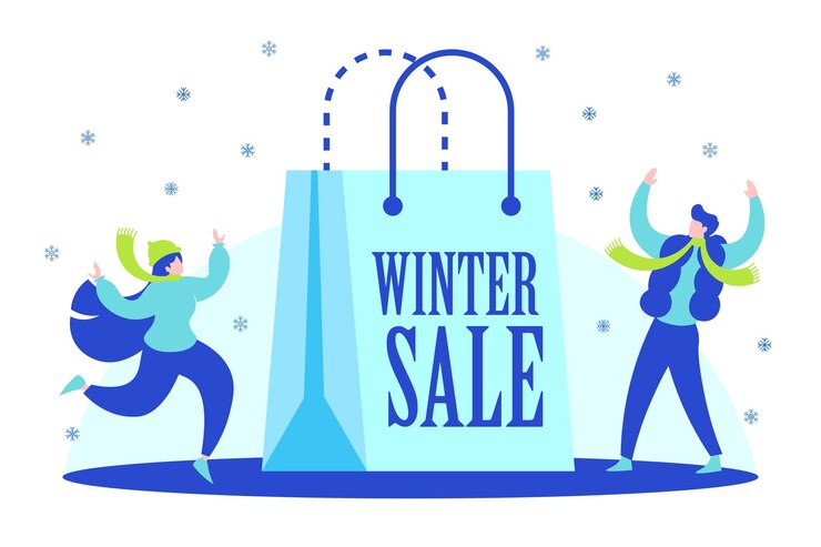 Vector venta de invierno ilustración plana vectorial de escenas creativas