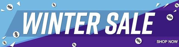 Venta de invierno plantilla de diseño de banner web descuento ilustración vectorial de cartel horizontal