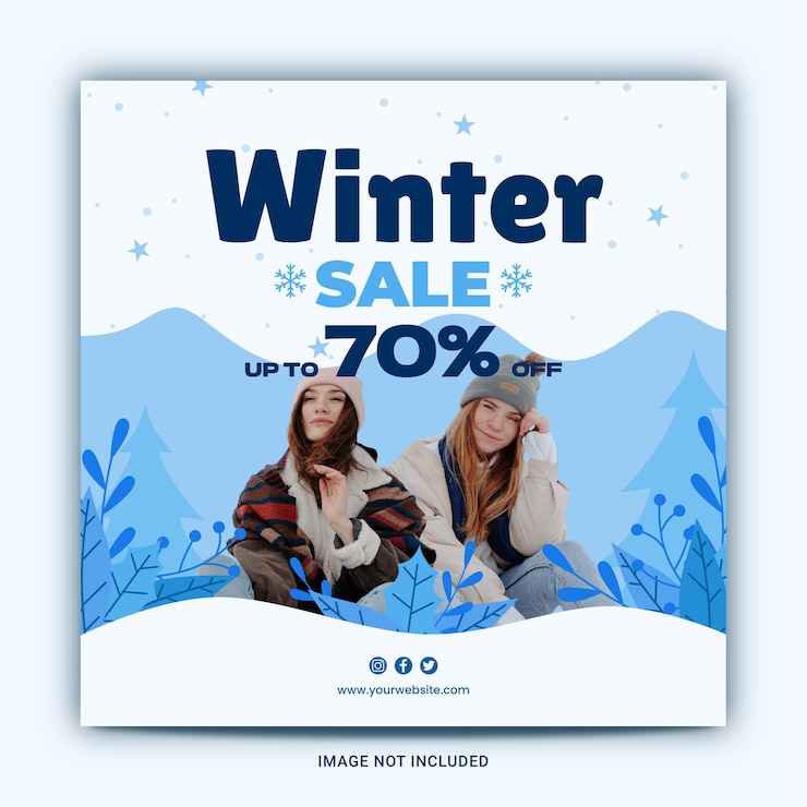 Vector venta de invierno de redes sociales y plantillas de publicaciones de instagram