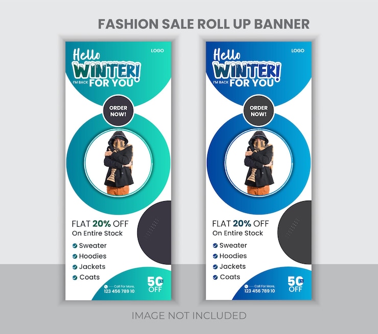 Vector venta de invierno roll up diseño de banner vector tamplate listo para tamplate