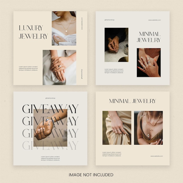 Venta de joyas de moda colección de plantillas de publicaciones en las redes sociales