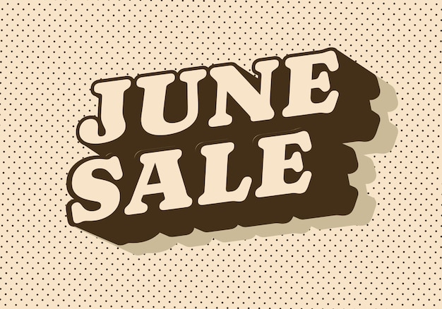 Venta de junio Efecto de texto en estilo tridimensional con colores llamativos