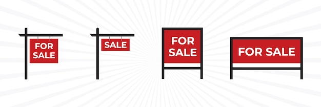 Venta de letreros de bienes raíces para la venta vector rojo y colorido letrero Vector aislado letreros de colección