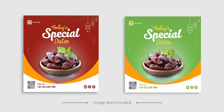Venta de menú de comida especial de ramadán promoción de publicaciones en redes sociales y plantilla de banner web