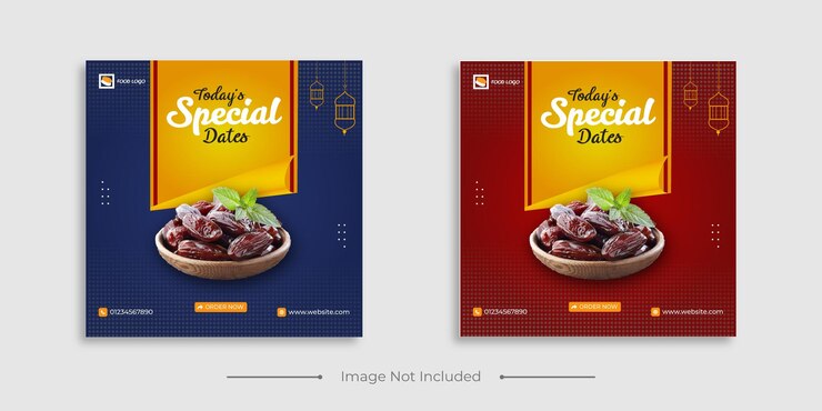 Venta de menú de comida especial de ramadán promoción de publicaciones en redes sociales y plantilla de banner web