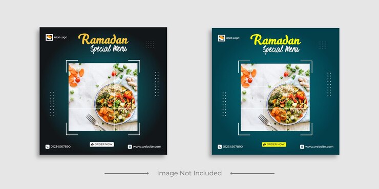 Venta de menú de comida especial de ramadán promoción de publicaciones en redes sociales y plantilla de banner web