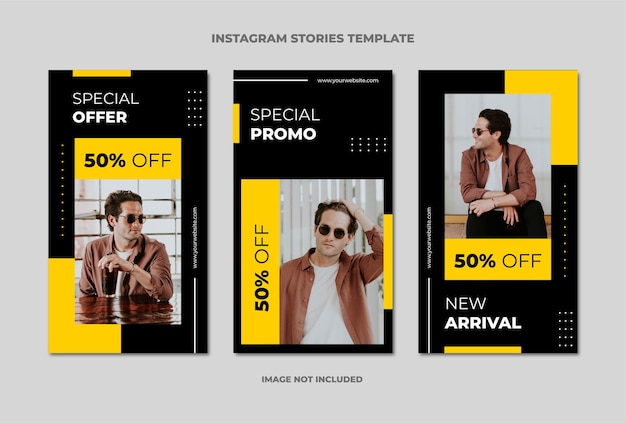 Vector venta de moda y colección de historias de instagram