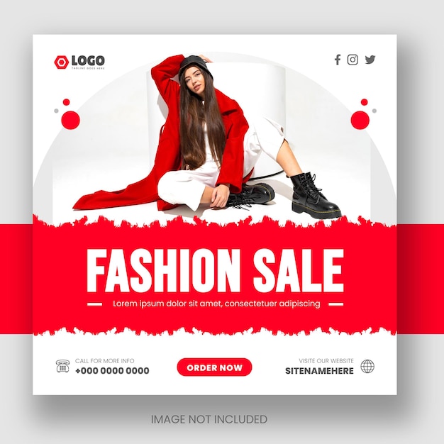 Venta de moda Facebook o Instagram y plantilla de diseño de banner web de post amp de redes sociales