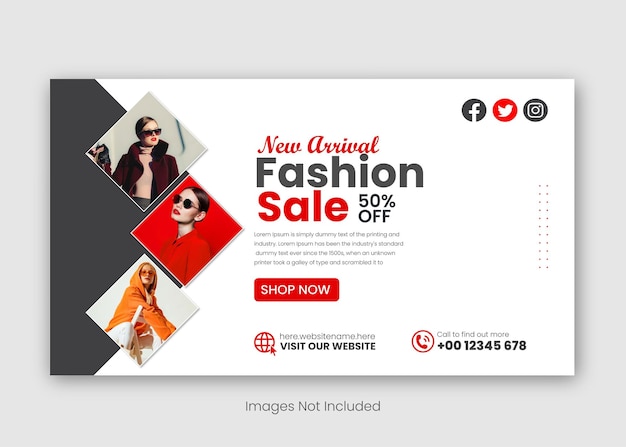 venta de moda post de Instagram y banner de las redes sociales