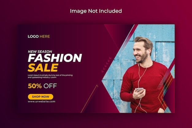 Venta de moda, publicación en redes sociales, foto de portada de facebook y plantilla de banner web vector premium