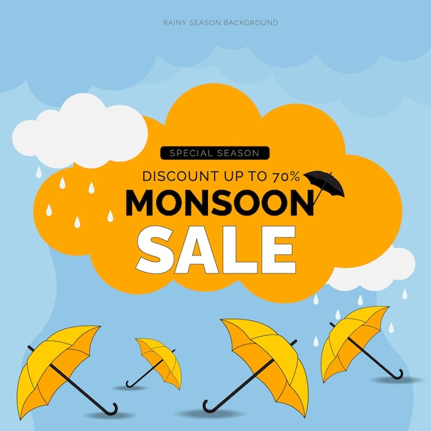 Vector venta de monzones temporada lluviosa paraguas logotipo web banner fondo vector venta de monzones venta de web banner vector