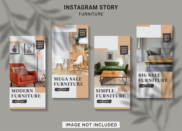 Vector venta de muebles colección de historias de instagram