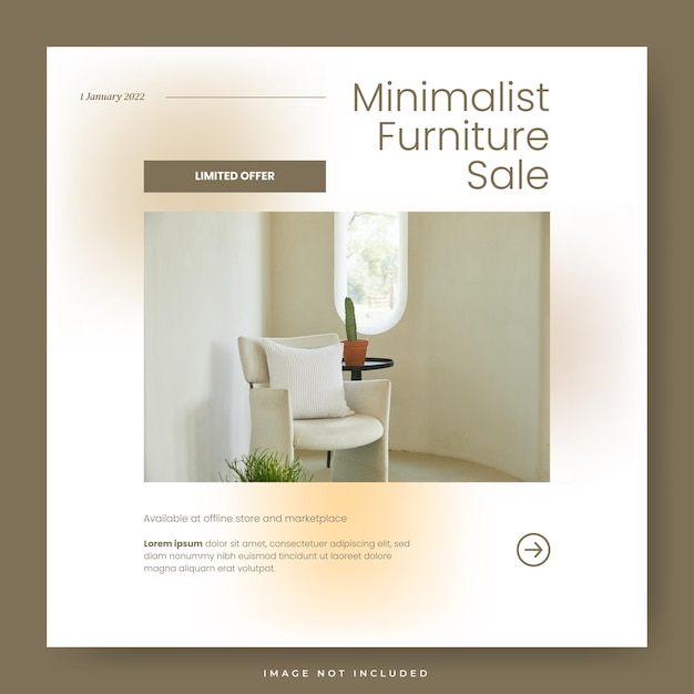 Venta de muebles minimalistas en redes sociales tmplate