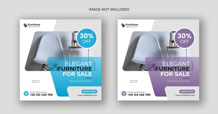 Venta de muebles plantilla de banner cuadrado en las redes sociales
