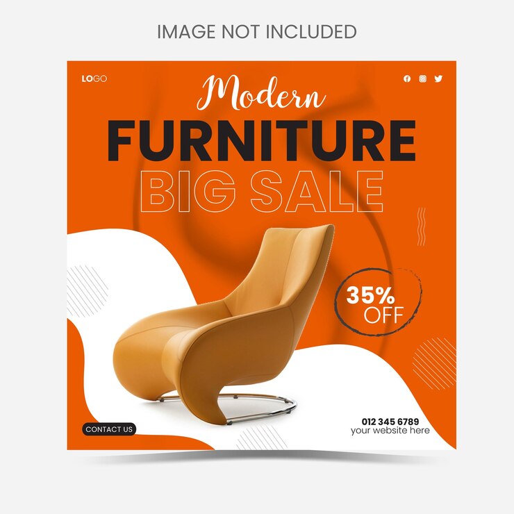 venta de muebles plantilla de banner de redes sociales y gran venta de muebles modernos