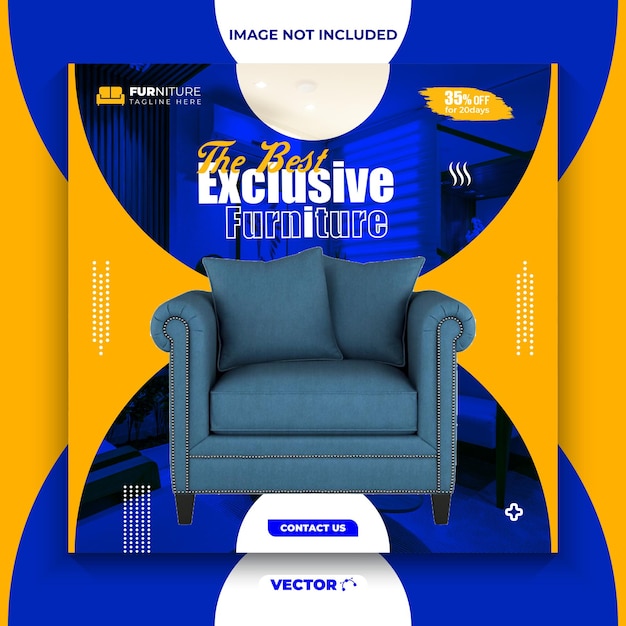 Venta de muebles publicación en redes sociales o cartel plantilla de diseño de banner cuadrado vector premium