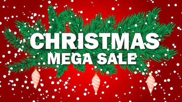Venta de Navidad banner vacaciones descuento Navidad invierno oferta publicidad fondo vector ilustración. Etiqueta de promoción especial de cartel de tarjeta de precio. Etiqueta engomada de la tienda de felicitación de liquidación.