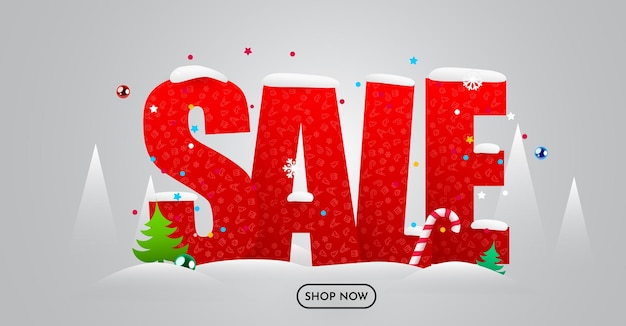 venta de Navidad descuento composición creativa Feliz Navidad y feliz año nuevo venta pancarta y