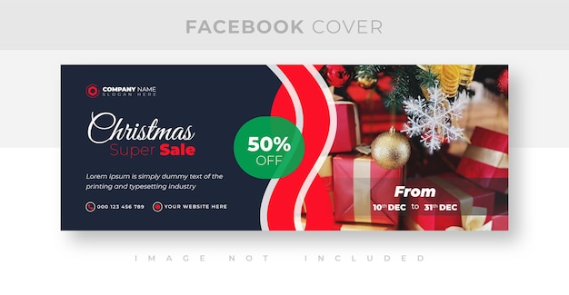 Vector venta de navidad y diseño de portada de facebook con descuento.