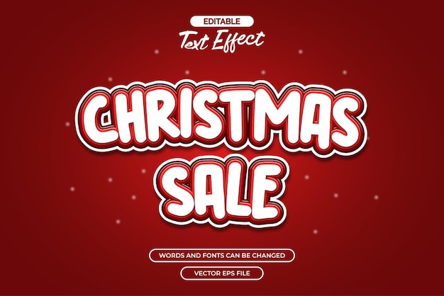 Venta de Navidad efecto de texto editable con decoración de nieve