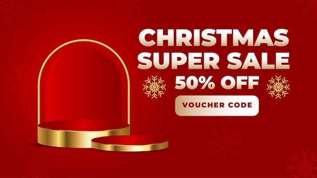 Venta de Navidad con podio realista en 3D