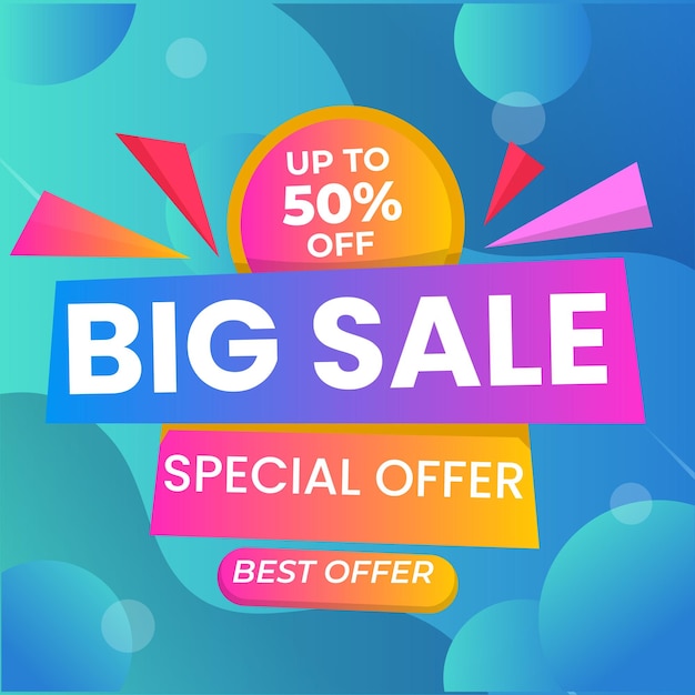 Venta de ofertas especiales y descuento de 50 ofertas Estampa de pegatina de color Diseño vectorial en fondo blanco