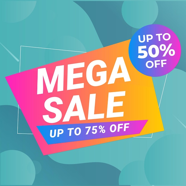 Venta de ofertas especiales y descuento de 50 ofertas Estampa de pegatina de color Diseño vectorial en fondo blanco