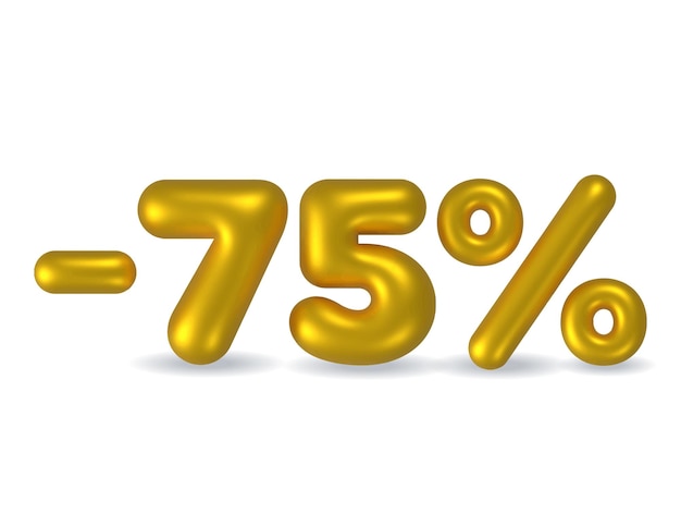 Venta de oro 75 porcentaje de descuento cartel de venta plantilla de banner oferta especial etiqueta de descuento de 75